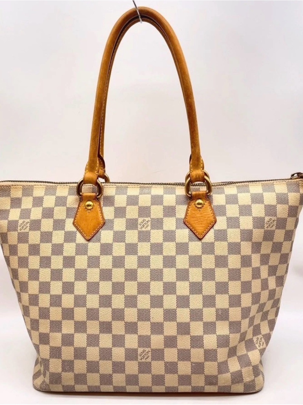 Auth Louis Vuitton Damier Azur Saleya MM Handbag Tote Bag